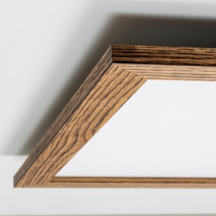 Brilagi - Dimbare LED-plafondlamp SLIMFRAME WOOD LED/58W/230V 64x64 cm 3000-6000K bruin + afstandsbediening