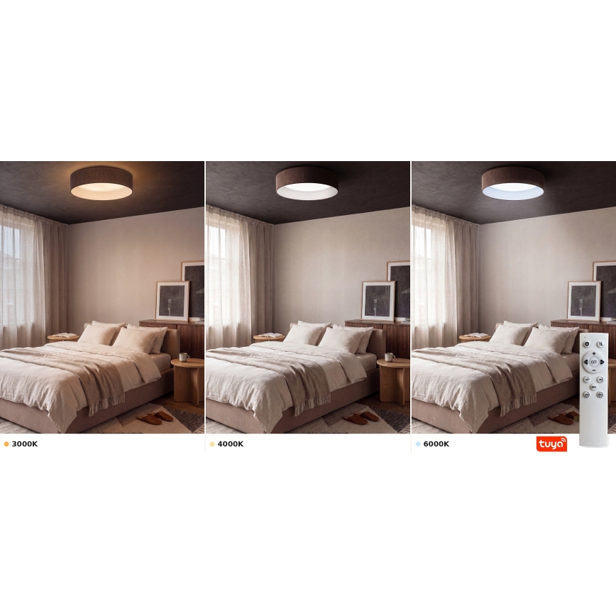 Brilagi - LED-dimbare plafondlamp VELVET SMARTIX STARS, LED 24 W, 230 V, 3000–6000 K, Ø 45 cm, bruin, Wi‑Fi (Tuya) Beacon + afstandsbediening