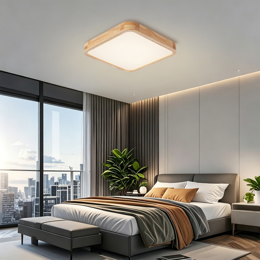 Brilagi - Dimbare LED-plafondlamp WOODLINE SQUARE LED/48W/230V 3000-6000K eik 40x40 cm + afstandsbediening