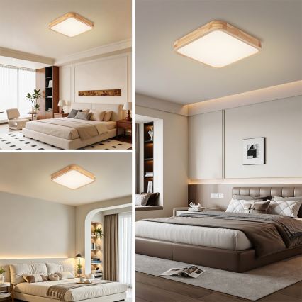Brilagi - Dimbare LED-plafondlamp WOODLINE SQUARE LED/48W/230V 3000-6000K eik 40x40 cm + afstandsbediening
