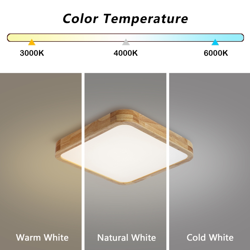 Brilagi - Dimbare LED-plafondlamp WOODLINE SQUARE LED/48W/230V 3000-6000K eik 40x40 cm + afstandsbediening