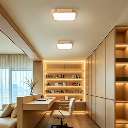Brilagi - Dimbare LED-plafondlamp WOODLINE SQUARE LED/48W/230V 3000-6000K eik 40x40 cm + afstandsbediening