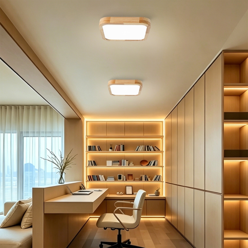 Brilagi - Dimbare LED-plafondlamp WOODLINE SQUARE LED/48W/230V 3000-6000K eik 40x40 cm + afstandsbediening