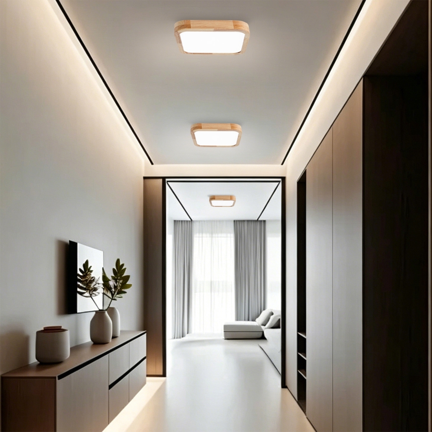 Brilagi - Dimbare LED-plafondlamp WOODLINE SQUARE LED/48W/230V 3000-6000K eik 40x40 cm + afstandsbediening