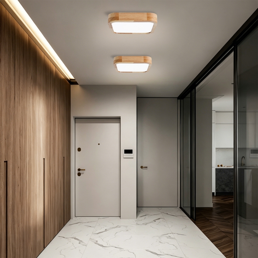 Brilagi - Dimbare LED-plafondlamp WOODLINE SQUARE LED/48W/230V 3000-6000K eik 40x40 cm + afstandsbediening