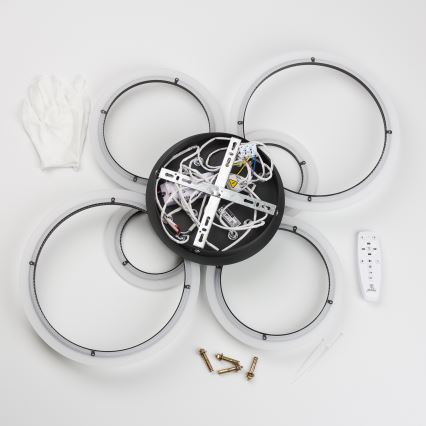 Brilagi - Dimbare LED bevestigde hanglamp ORBITS LED/85W/230V 3000-6500K zwart + afstandsbediening