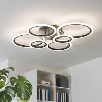 Brilagi - Dimbare LED bevestigde hanglamp ORBITS LED/85W/230V 3000-6500K zwart + afstandsbediening