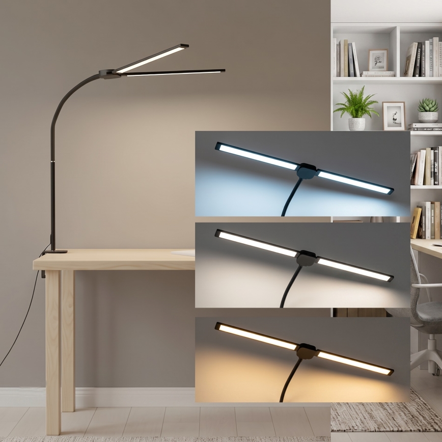 Brilagi - Dimbare LED-bureaulamp met USB VARIO LED/14W/5V 3000-6000K zwart