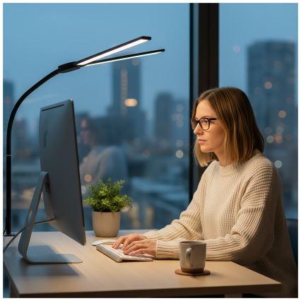 Brilagi - Dimbare LED-bureaulamp met USB VARIO LED/14W/5V 3000-6000K zwart