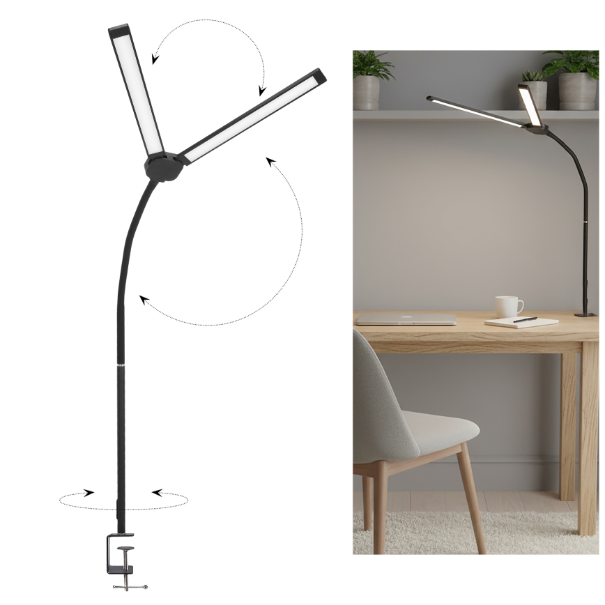 Brilagi - Dimbare LED-bureaulamp met USB VARIO LED/14W/5V 3000-6000K zwart