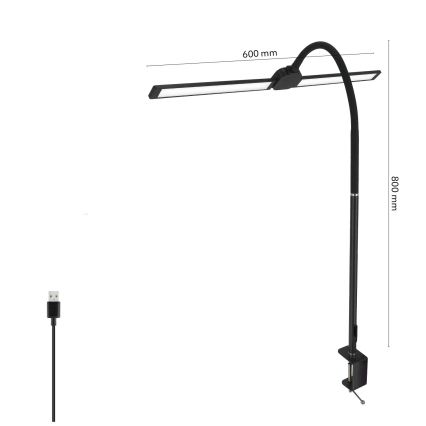 Brilagi - Dimbare LED-bureaulamp met USB VARIO LED/14W/5V 3000-6000K zwart