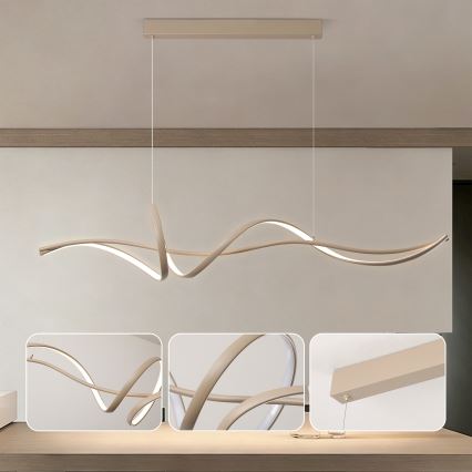 Brilagi - LED-dimbare pendellamp aan kabel SIGNATURE LED/55W/230V 3000-6000K 120x23 cm beige + afstandsbediening