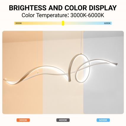 Brilagi - LED-dimbare pendellamp aan kabel SIGNATURE LED/55W/230V 3000-6000K 120x23 cm beige + afstandsbediening