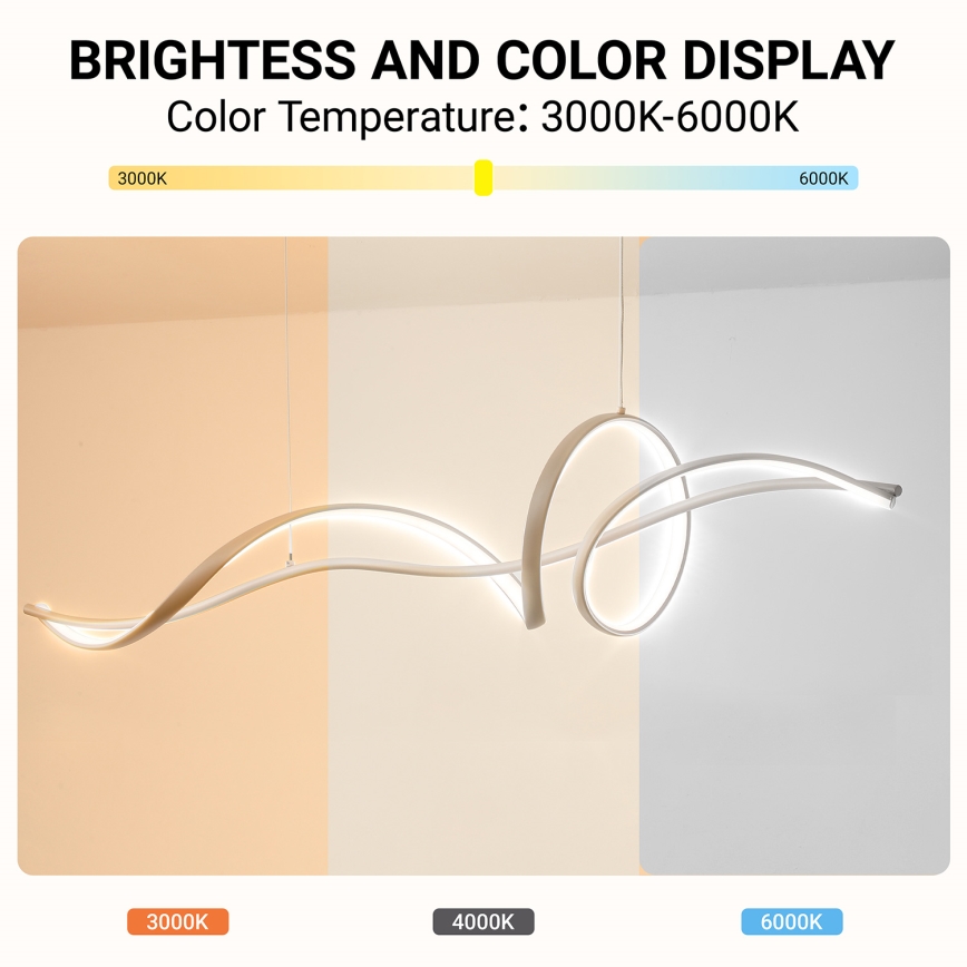 Brilagi - LED-dimbare pendellamp aan kabel SIGNATURE LED/55W/230V 3000-6000K 120x23 cm beige + afstandsbediening