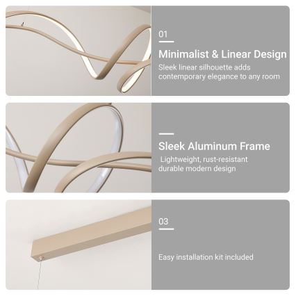 Brilagi - LED-dimbare pendellamp aan kabel SIGNATURE LED/55W/230V 3000-6000K 120x23 cm beige + afstandsbediening