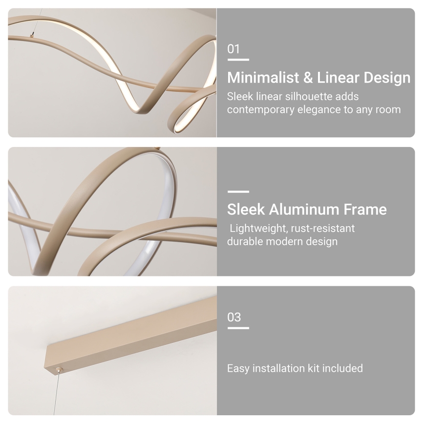 Brilagi - LED-dimbare pendellamp aan kabel SIGNATURE LED/55W/230V 3000-6000K 120x23 cm beige + afstandsbediening