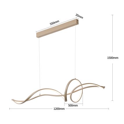 Brilagi - LED-dimbare pendellamp aan kabel SIGNATURE LED/55W/230V 3000-6000K 120x23 cm beige + afstandsbediening