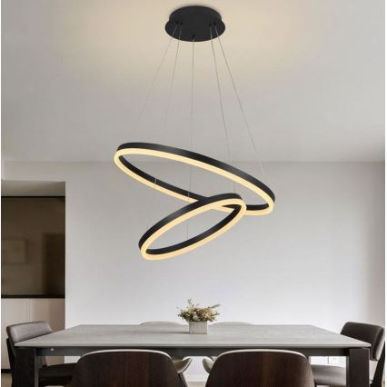 Brilagi - Dimbare LED hanglamp aan een koord CIRCLE LED/70W/230V 3000-6500K zwart + afstandsbediening