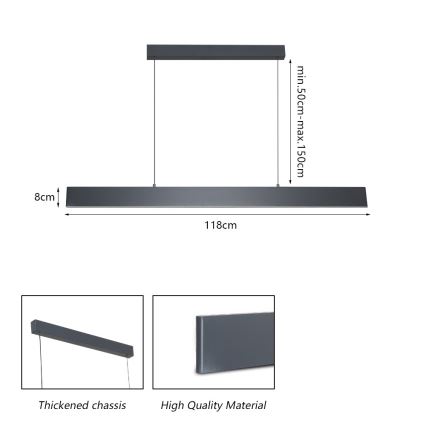 Brilagi - Dimbare LED hanglamp aan een koord SLIMLINE LED/40W/230V 3000-6000K antraciet + afstandsbediening