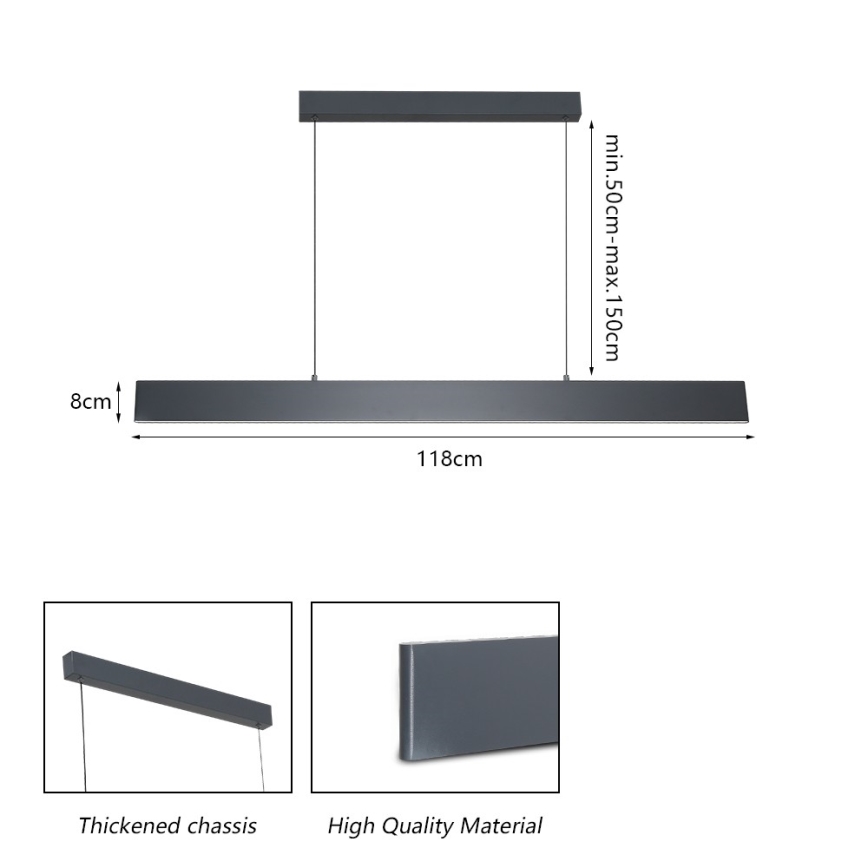 Brilagi - Dimbare LED hanglamp aan een koord SLIMLINE LED/40W/230V 3000-6000K antraciet + afstandsbediening