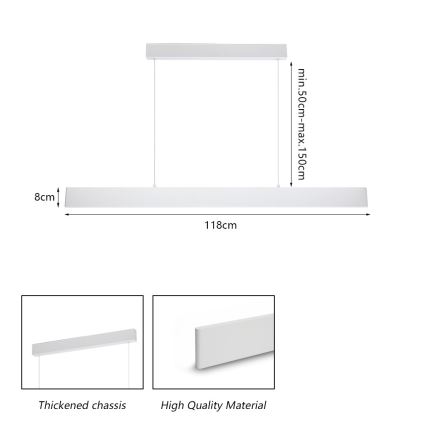 Brilagi - Dimbare LED hanglamp aan een koord SLIMLINE LED/40W/230V 3000-6000K wit + afstandsbediening