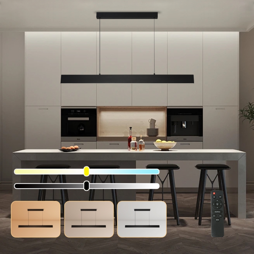 Brilagi - Dimbare LED hanglamp aan een koord SLIMLINE LED/40W/230V 3000-6000K zwart + afstandsbediening