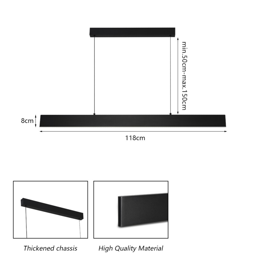 Brilagi - Dimbare LED hanglamp aan een koord SLIMLINE LED/40W/230V 3000-6000K zwart + afstandsbediening