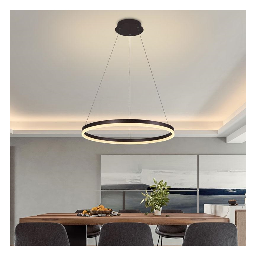 Brilagi - Dimbare LED-hanglamp aan kabel CIRCLE LED/42W/230V 3000-6500K Ø 60 cm bruin + afstandsbediening