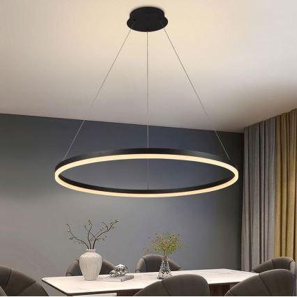 Brilagi - dimbare LED-pendellamp met kabel CIRCLE LED/55W/230V 3000-6500K Ø 80 cm zwart + afstandsbediening
