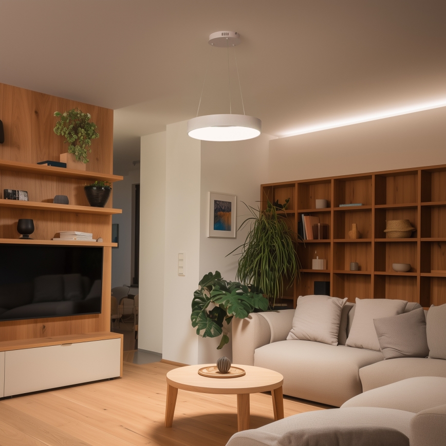 Brilagi - Dimbare LED-pendellamp aan kabel FALCON II LED/67W/230V 3000–6500K Ø 40 cm wit + afstandsbediening