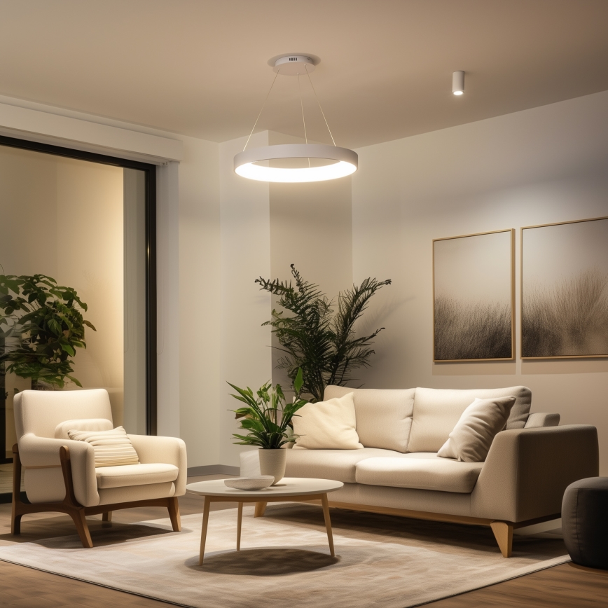 Brilagi - Dimbare LED-pendellamp aan kabel FALCON II LED/99W/230V 3000-6500K Ø 60 cm wit + afstandsbediening