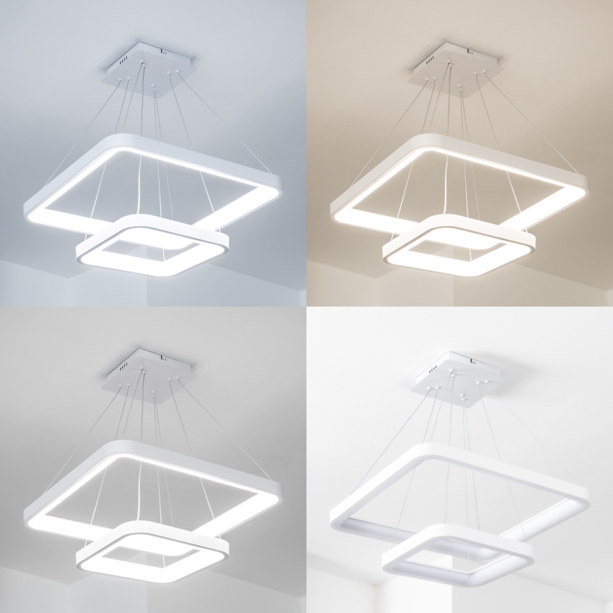 Brilagi - dimbare LED-hanglamp aan kabel FALCON SLIM LED/78W/230V 3000-6500K 50x50 cm wit + afstandsbediening