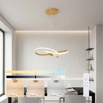 Brilagi - Dimbare LED-hanglamp aan kabel INFINITY LED/55W/230V 3000-6000K 50x50 cm goud + afstandsbediening