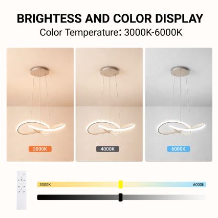 Brilagi - LED dimbare hanglamp aan een kabel INFINITY LED/55W/230V 3000-6000K 50x50 cm beige + afstandsbediening