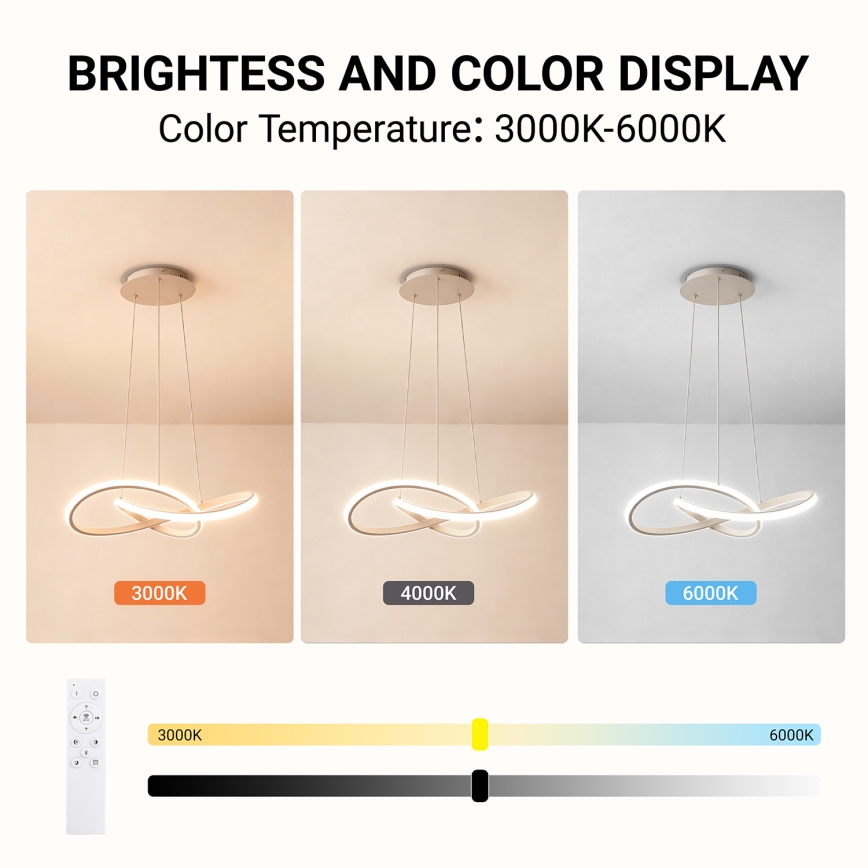Brilagi - LED dimbare hanglamp aan een kabel INFINITY LED/55W/230V 3000-6000K 50x50 cm beige + afstandsbediening