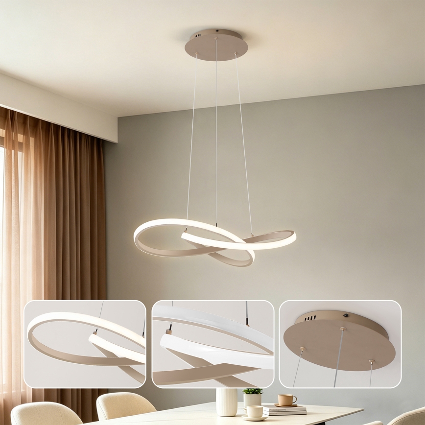 Brilagi - LED dimbare hanglamp aan een kabel INFINITY LED/55W/230V 3000-6000K 50x50 cm beige + afstandsbediening