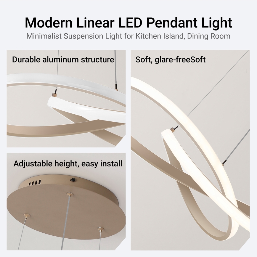 Brilagi - LED dimbare hanglamp aan een kabel INFINITY LED/55W/230V 3000-6000K 50x50 cm beige + afstandsbediening