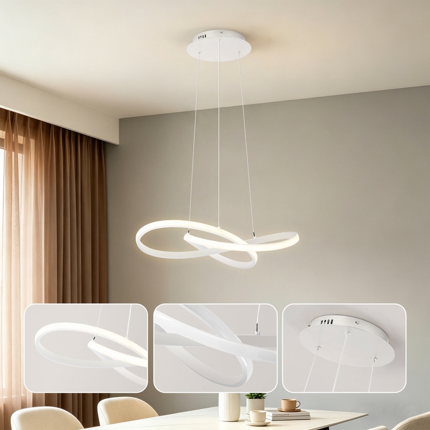 Brilagi - LED dimbare pendellamp aan kabel INFINITY LED/55W/230V 3000-6000K 50x50 cm wit + afstandsbediening