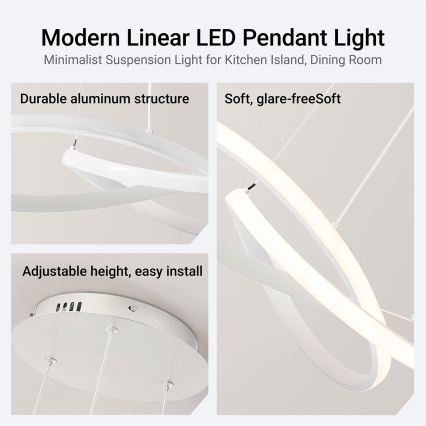 Brilagi - LED dimbare pendellamp aan kabel INFINITY LED/55W/230V 3000-6000K 50x50 cm wit + afstandsbediening