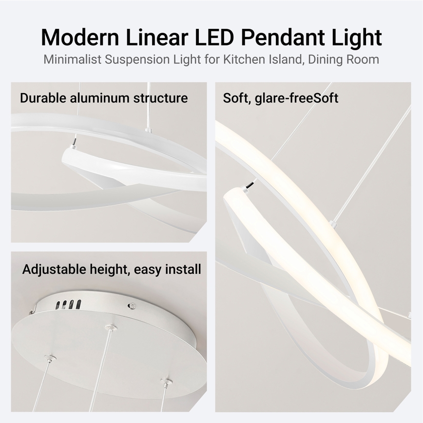 Brilagi - LED dimbare pendellamp aan kabel INFINITY LED/55W/230V 3000-6000K 50x50 cm wit + afstandsbediening