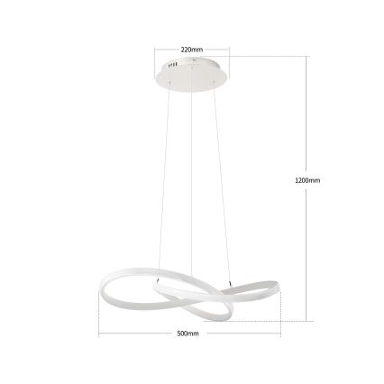 Brilagi - LED dimbare pendellamp aan kabel INFINITY LED/55W/230V 3000-6000K 50x50 cm wit + afstandsbediening