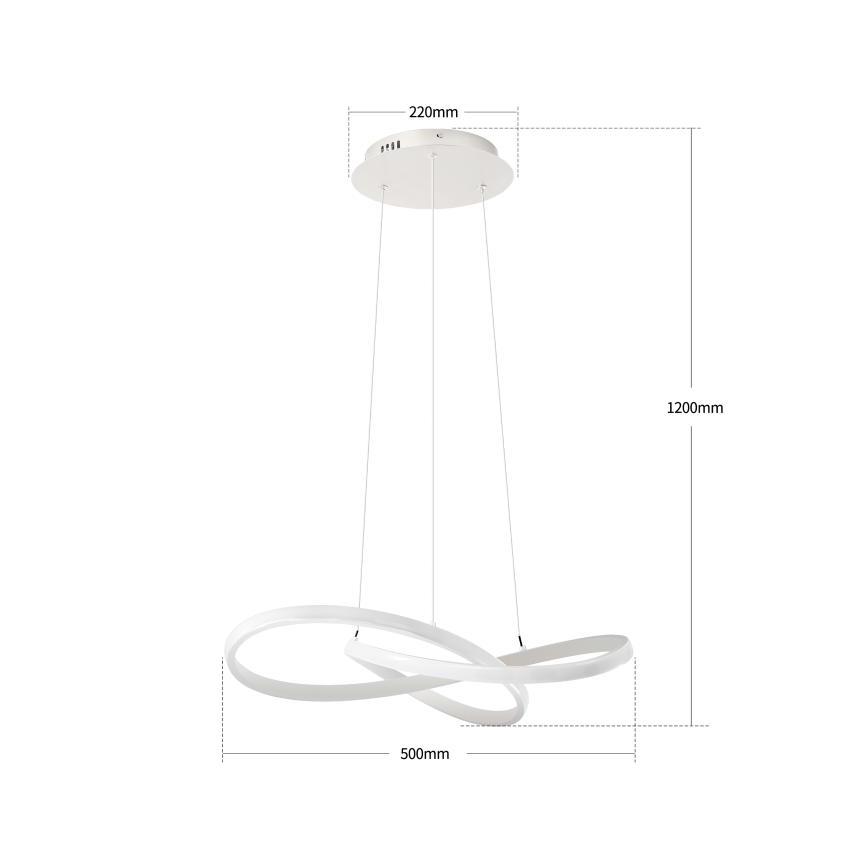 Brilagi - LED dimbare pendellamp aan kabel INFINITY LED/55W/230V 3000-6000K 50x50 cm wit + afstandsbediening