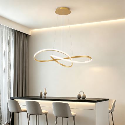 Brilagi - LED dimbare hanglamp aan kabel INFINITY LED/80W/230V 3000-6000K 80x80 cm goudkleurig + afstandsbediening