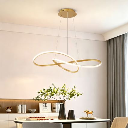 Brilagi - LED dimbare hanglamp aan kabel INFINITY LED/80W/230V 3000-6000K 80x80 cm goudkleurig + afstandsbediening
