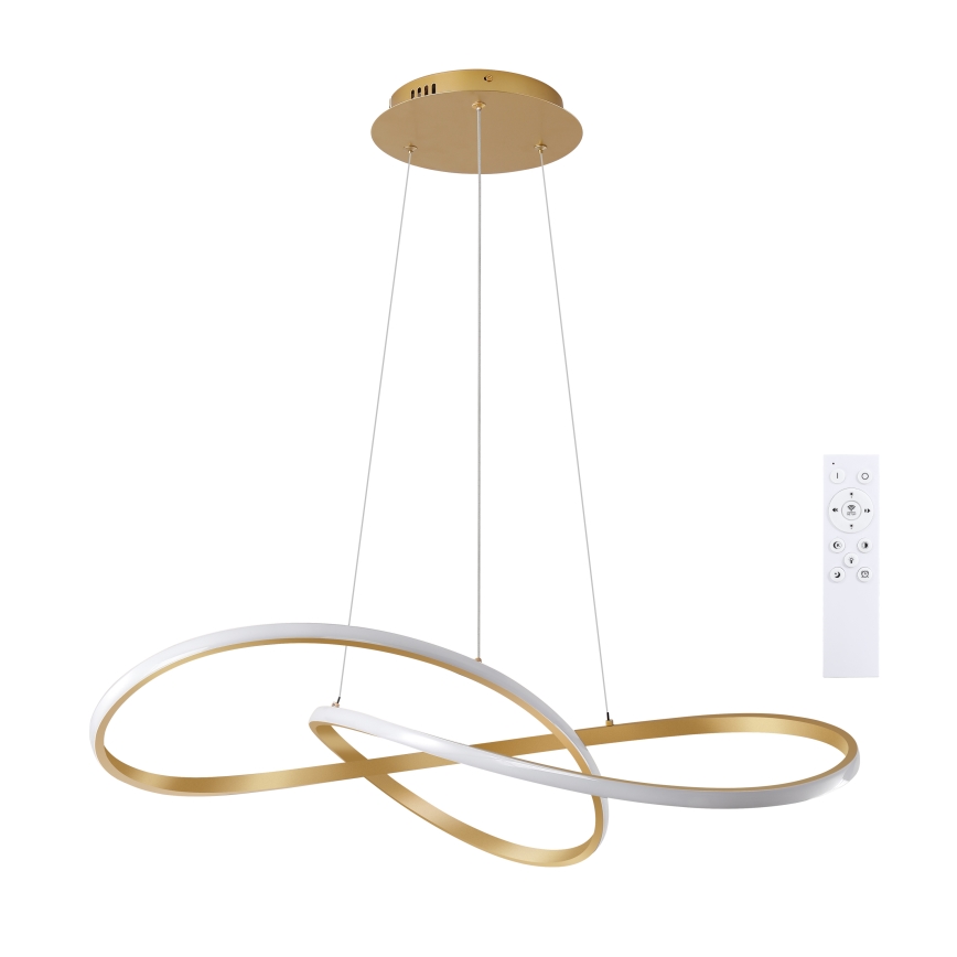 Brilagi - LED dimbare hanglamp aan kabel INFINITY LED/80W/230V 3000-6000K 80x80 cm goudkleurig + afstandsbediening