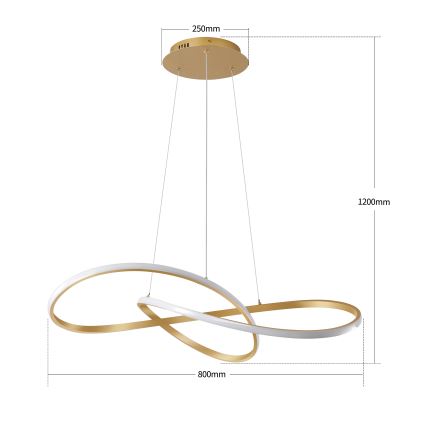 Brilagi - LED dimbare hanglamp aan kabel INFINITY LED/80W/230V 3000-6000K 80x80 cm goudkleurig + afstandsbediening