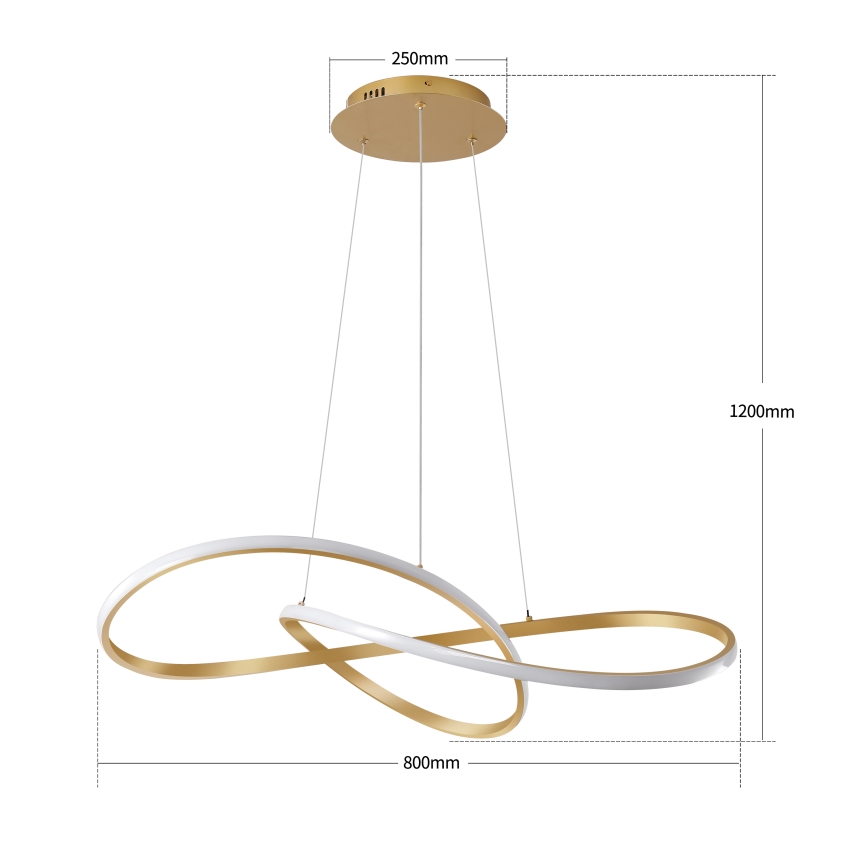 Brilagi - LED dimbare hanglamp aan kabel INFINITY LED/80W/230V 3000-6000K 80x80 cm goudkleurig + afstandsbediening