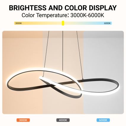 Brilagi - INFINITY dimbare LED-hanglamp aan kabel, 80 W, 230 V, 3000–6000 K, 80x80 cm, zwart, inclusief afstandsbediening
