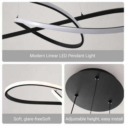 Brilagi - INFINITY dimbare LED-hanglamp aan kabel, 80 W, 230 V, 3000–6000 K, 80x80 cm, zwart, inclusief afstandsbediening