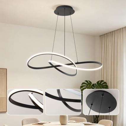 Brilagi - INFINITY dimbare LED-hanglamp aan kabel, 80 W, 230 V, 3000–6000 K, 80x80 cm, zwart, inclusief afstandsbediening